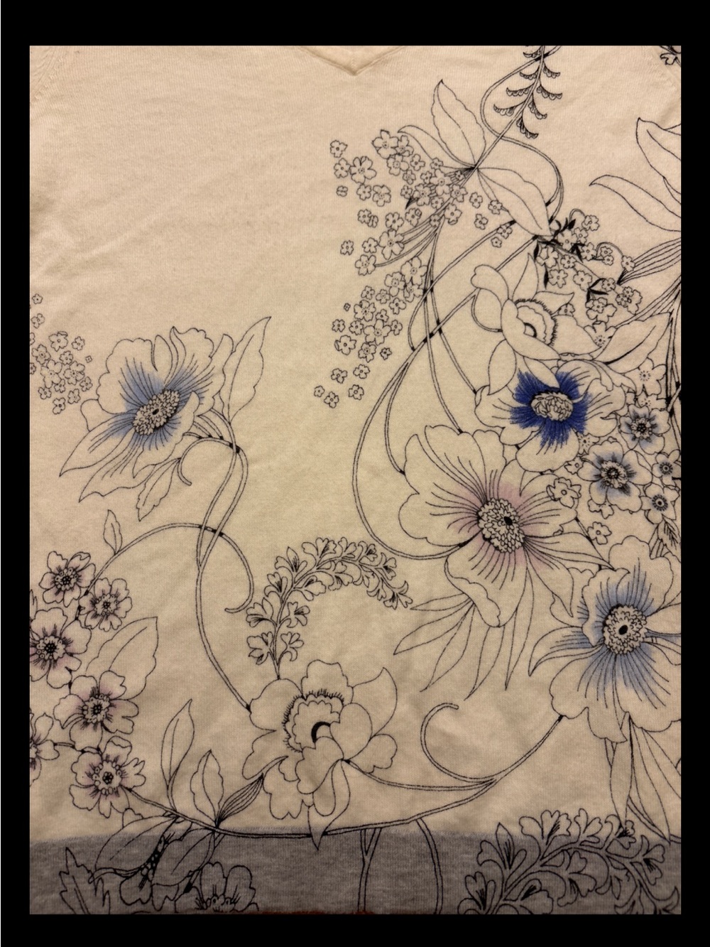 Talbots Women’s Cream Floral V-Neck 3/4 Sleeve Top size Medium Petite - Picture 4 of 7